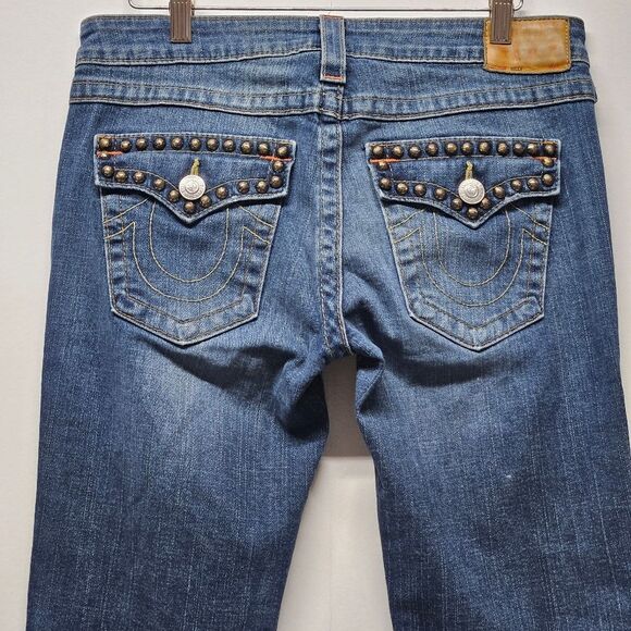 True Religion Billy Jeans Womens 30 Studs Details Flaps Pockets Mid Rise Western - Picture 14 of 15